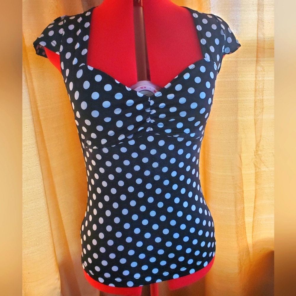Sourpuss Sweetheart Cap Sleeve Polka Dot Top